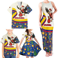 Colombia Christmas Family Matching Tank Maxi Dress and Hawaiian Shirt with Santa Condor Gift Bag and Holiday Food Pattern - Wonder Print Shop