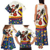 Colombia Christmas Family Matching Tank Maxi Dress and Hawaiian Shirt with Santa Condor Gift Bag and Holiday Food Pattern - Wonder Print Shop