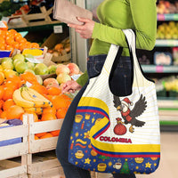 Colombia Christmas Grocery Bag with Santa Condor Gift Bag and Holiday Food Pattern - Wonder Print Shop