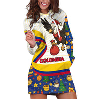 Colombia Christmas Hoodie Dress with Santa Condor Gift Bag and Holiday Food Pattern - Wonder Print Shop