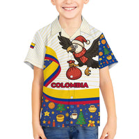 Colombia Christmas Kid Hawaiian Shirt with Santa Condor Gift Bag and Holiday Food Pattern - Wonder Print Shop