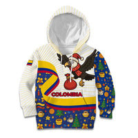 Colombia Christmas Kid Hoodie with Santa Condor Gift Bag and Holiday Food Pattern - Wonder Print Shop