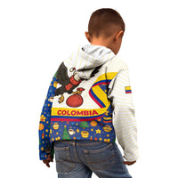Colombia Christmas Kid Hoodie with Santa Condor Gift Bag and Holiday Food Pattern - Wonder Print Shop