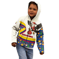 Colombia Christmas Kid Hoodie with Santa Condor Gift Bag and Holiday Food Pattern - Wonder Print Shop