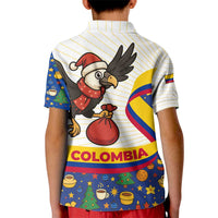Colombia Christmas Kid Polo Shirt with Santa Condor Gift Bag and Holiday Food Pattern - Wonder Print Shop