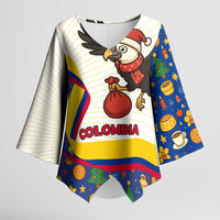 Colombia Christmas Kimono Sleeve Blouse with Santa Condor Gift Bag and Holiday Food Pattern - Wonder Print Shop