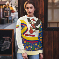 Colombia Christmas Ugly Christmas Sweater with Santa Condor Gift Bag and Holiday Food Pattern - Wonder Print Shop