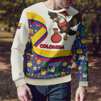 Colombia Christmas Ugly Christmas Sweater with Santa Condor Gift Bag and Holiday Food Pattern - Wonder Print Shop