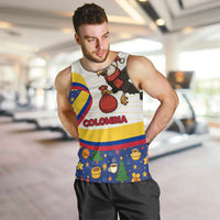 Colombia Christmas Men Tank Top with Santa Condor Gift Bag and Holiday Food Pattern - Wonder Print Shop