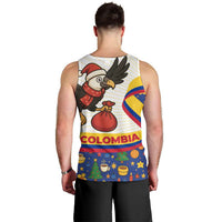 Colombia Christmas Men Tank Top with Santa Condor Gift Bag and Holiday Food Pattern - Wonder Print Shop