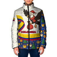 Colombia Christmas Padded Jacket with Santa Condor Gift Bag and Holiday Food Pattern - Wonder Print Shop