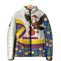 Colombia Christmas Padded Jacket with Santa Condor Gift Bag and Holiday Food Pattern - Wonder Print Shop