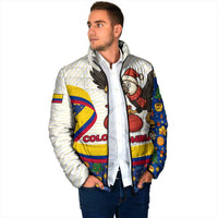 Colombia Christmas Padded Jacket with Santa Condor Gift Bag and Holiday Food Pattern - Wonder Print Shop