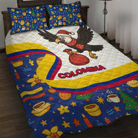 Colombia Christmas Quilt Bed Set with Santa Condor Gift Bag and Holiday Food Pattern - Wonder Print Shop