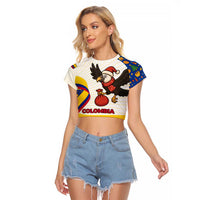 Colombia Christmas Raglan Cropped T Shirt with Santa Condor Gift Bag and Holiday Food Pattern - Wonder Print Shop