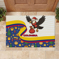 Colombia Christmas Rubber Doormat with Santa Condor Gift Bag and Holiday Food Pattern - Wonder Print Shop