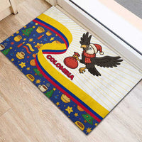 Colombia Christmas Rubber Doormat with Santa Condor Gift Bag and Holiday Food Pattern - Wonder Print Shop