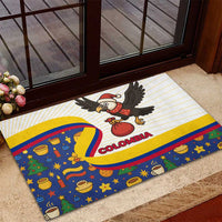 Colombia Christmas Rubber Doormat with Santa Condor Gift Bag and Holiday Food Pattern - Wonder Print Shop