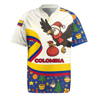 Colombia Christmas Rugby Jersey with Santa Condor Gift Bag and Holiday Food Pattern - Wonder Print Shop