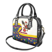 Colombia Christmas Shoulder Handbag with Santa Condor Gift Bag and Holiday Food Pattern - Wonder Print Shop