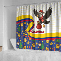 Colombia Christmas Shower Curtain with Santa Condor Gift Bag and Holiday Food Pattern - Wonder Print Shop
