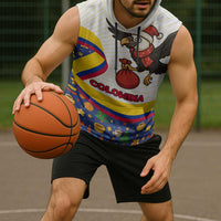 Colombia Christmas Sleeveless Hoodie with Santa Condor Gift Bag and Holiday Food Pattern - Wonder Print Shop