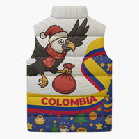 Colombia Christmas Sleeveless Puffer Jacket with Santa Condor Gift Bag and Holiday Food Pattern - Wonder Print Shop