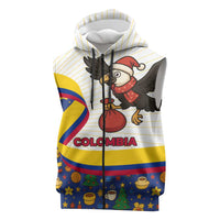 Colombia Christmas Sleeveless Zip Hoodie with Santa Condor Gift Bag and Holiday Food Pattern - Wonder Print Shop