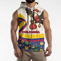 Colombia Christmas Sleeveless Zip Hoodie with Santa Condor Gift Bag and Holiday Food Pattern - Wonder Print Shop
