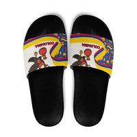 Colombia Christmas Slide Sandals with Santa Condor Gift Bag and Holiday Food Pattern - Wonder Print Shop