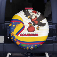 Colombia Christmas Spare Tire Cover with Santa Condor Gift Bag and Holiday Food Pattern - Wonder Print Shop
