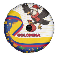 Colombia Christmas Spare Tire Cover with Santa Condor Gift Bag and Holiday Food Pattern - Wonder Print Shop