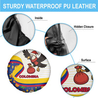 Colombia Christmas Spare Tire Cover with Santa Condor Gift Bag and Holiday Food Pattern - Wonder Print Shop