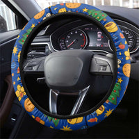 Colombia Christmas Steering Wheel Cover with Santa Condor Gift Bag and Holiday Food Pattern - Wonder Print Shop