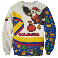 Colombia Christmas Sweatshirt with Santa Condor Gift Bag and Holiday Food Pattern - Wonder Print Shop