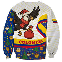 Colombia Christmas Sweatshirt with Santa Condor Gift Bag and Holiday Food Pattern - Wonder Print Shop