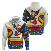 Colombia Christmas Zip Hoodie with Santa Condor Gift Bag and Holiday Food Pattern - Wonder Print Shop