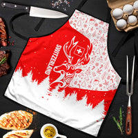 Switzerland Christmas Apron with Red Reindeer Snow Forest and Holiday Icon - Wonder Print Shop