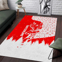 Switzerland Christmas Area Rug with Red Reindeer Snow Forest and Holiday Icon - Wonder Print Shop