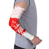 Switzerland Christmas Arm Sleeves with Red Reindeer Snow Forest and Holiday Icon - Wonder Print Shop