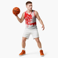 Switzerland Christmas Basketball Jersey with Red Reindeer Snow Forest and Holiday Icon - Wonder Print Shop