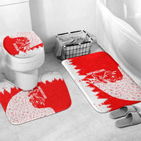 Switzerland Christmas Bathroom Set with Red Reindeer Snow Forest and Holiday Icon - Wonder Print Shop