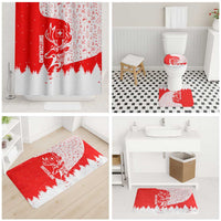 Switzerland Christmas Bathroom Set with Red Reindeer Snow Forest and Holiday Icon - Wonder Print Shop