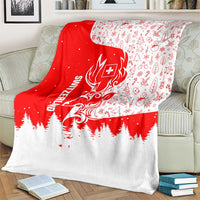 Switzerland Christmas Blanket with Red Reindeer Snow Forest and Holiday Icon - Wonder Print Shop