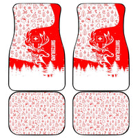 Switzerland Christmas Car Mats with Red Reindeer Snow Forest and Holiday Icon - Wonder Print Shop