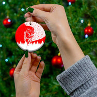 Switzerland Christmas Ceramic Ornament with Red Reindeer Snow Forest and Holiday Icon - Wonder Print Shop