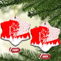 Switzerland Christmas Ceramic Ornament with Red Reindeer Snow Forest and Holiday Icon - Wonder Print Shop