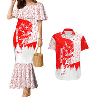 Switzerland Christmas Couples Matching Mermaid Dress and Hawaiian Shirt with Red Reindeer Snow Forest and Holiday Icon - Wonder Print Shop