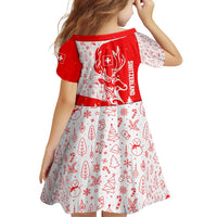 Switzerland Christmas Family Matching Off Shoulder Short Dress and Hawaiian Shirt with Red Reindeer Snow Forest and Holiday Icon - Wonder Print Shop