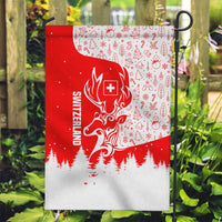 Switzerland Christmas Garden Flag with Red Reindeer Snow Forest and Holiday Icon - Wonder Print Shop